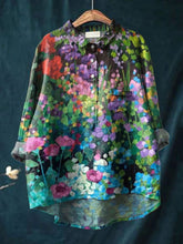 Oil Painting Garden Decorative Pattern Casual Cotton And Linen Shirt